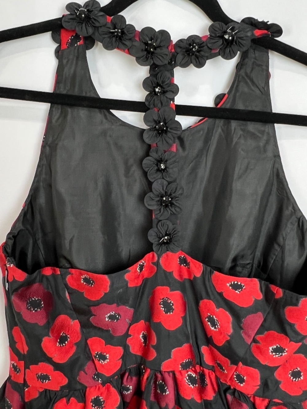 Kate Spade T-back 3-d Poppy Appliqué Jacquard Dress Sz 14 - Picture 7 of 16